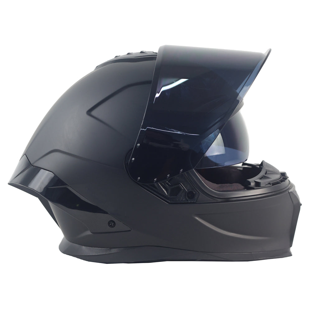Black Full-Face Motorcycle Helmet, Street Bike Helmet with 2 Visors DOT