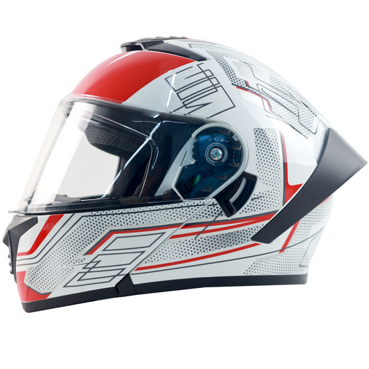 Red Color Sleek Matte Black Flip-Up Motorcycle Helmet for Urban Commuting