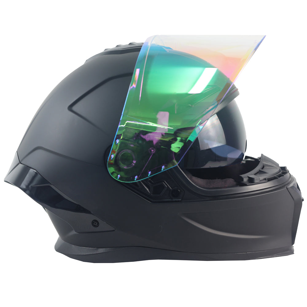 High-Quality Aurora Green Full-Face Motorcycle Helmet, Available in Black and Custom Colors