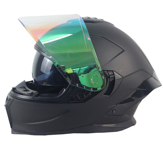 High-Quality Aurora Green Full-Face Motorcycle Helmet, Available in Black and Custom Colors