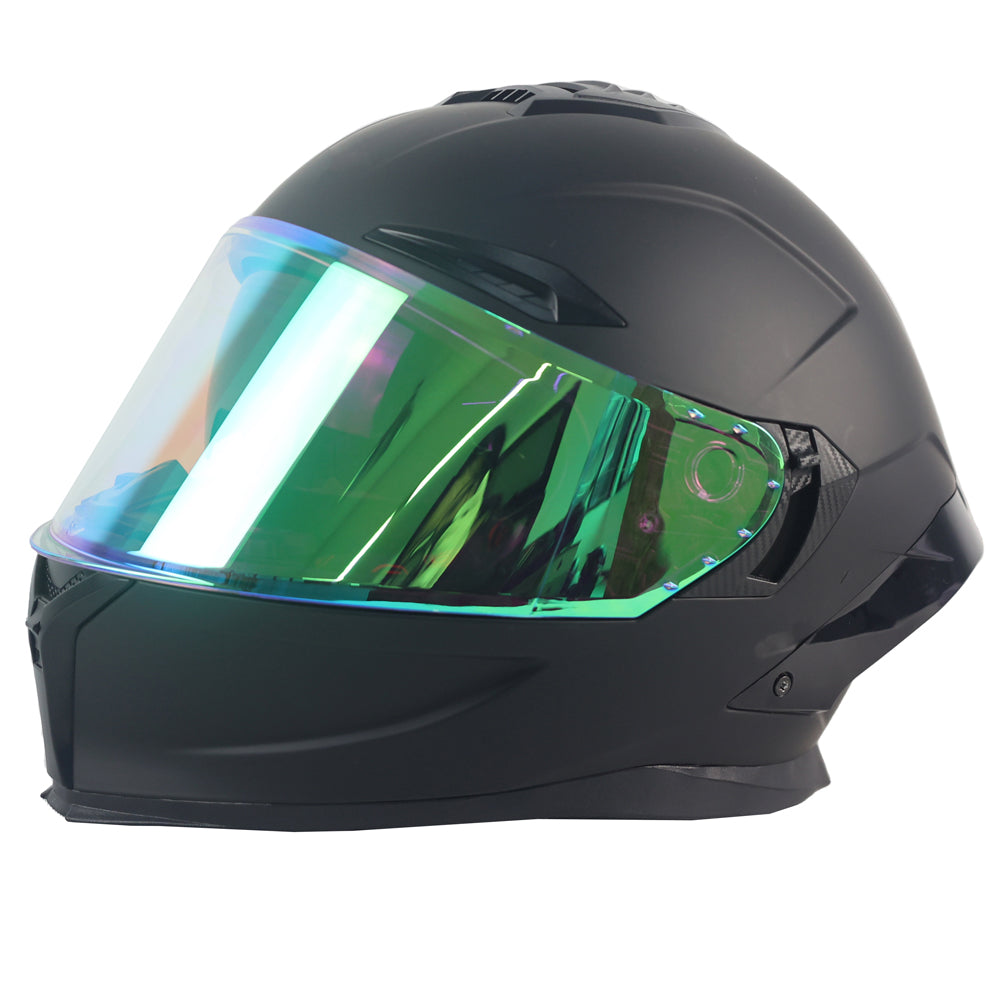 High-Quality Aurora Green Full-Face Motorcycle Helmet, Available in Black and Custom Colors