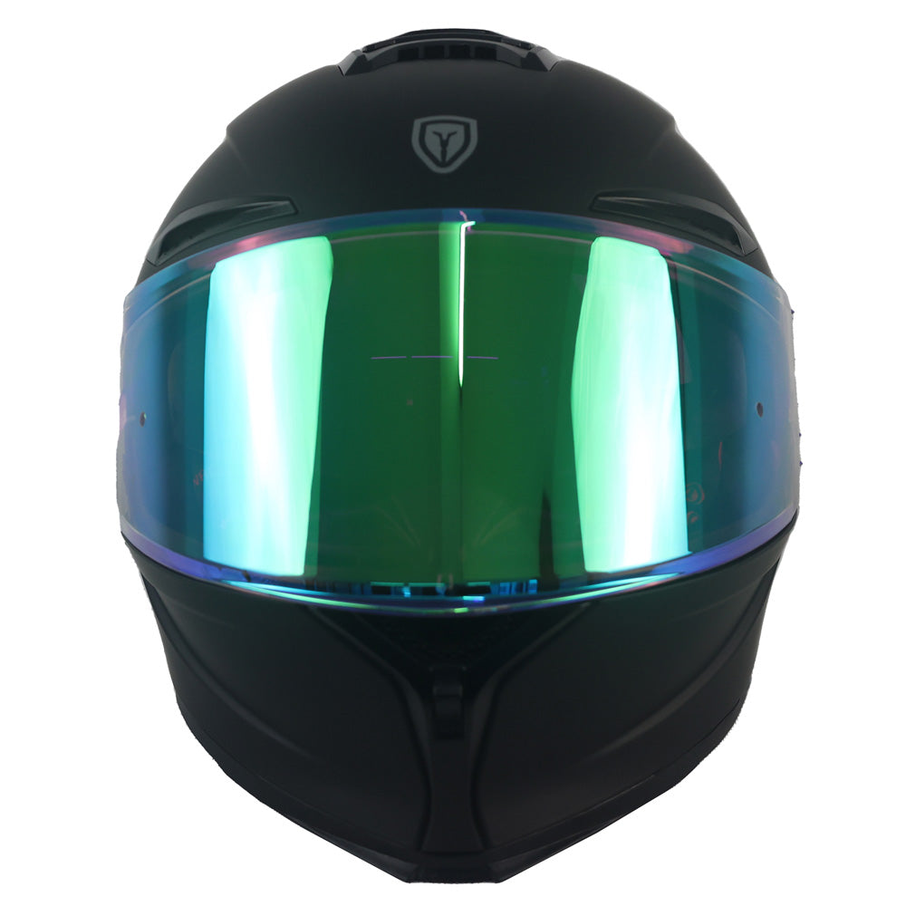 High-Quality Aurora Green Full-Face Motorcycle Helmet, Available in Black and Custom Colors