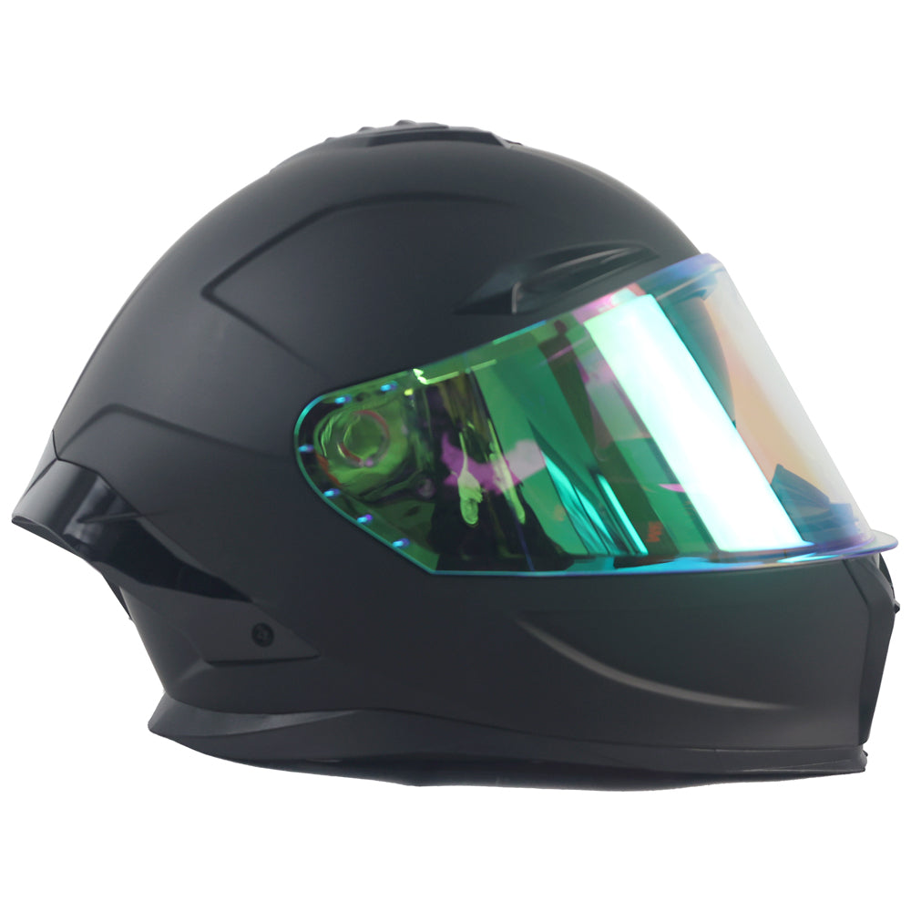High-Quality Aurora Green Full-Face Motorcycle Helmet, Available in Black and Custom Colors