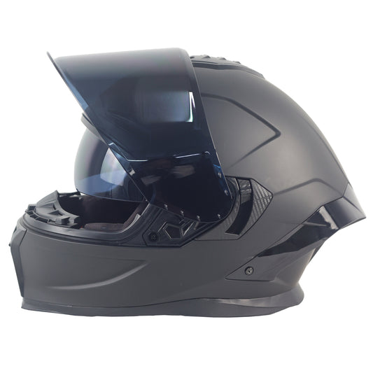 Black Full-Face Motorcycle Helmet, Street Bike Helmet with 2 Visors DOT