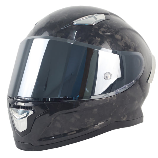 High Quelity Dual Lens Carbon Fiber Full Face Motorcycle Helmet with Quick-Release Strap Visor