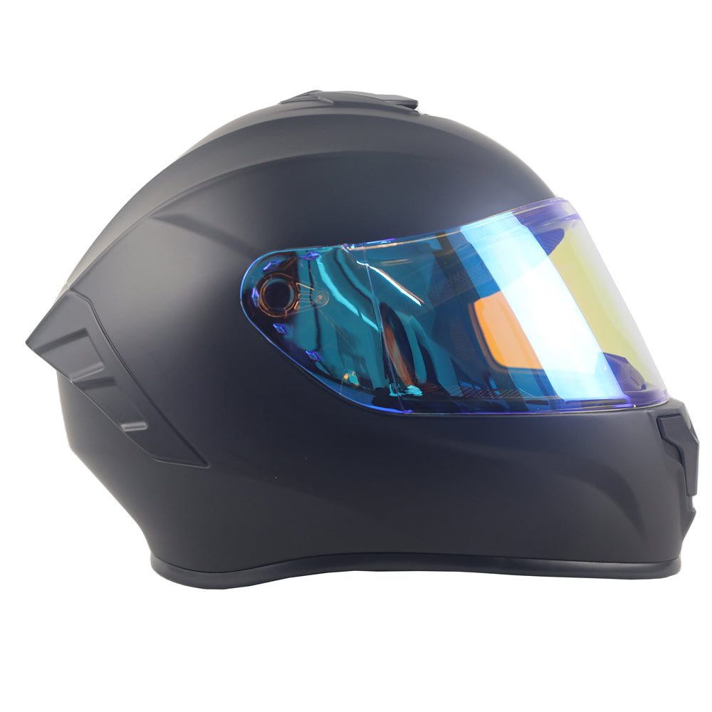 Aurora Blue & Matte Black Full-Face Motorcycle Helmet with Sleek Modern Design PC Shell Motorbike Helmet Manufacturing Purpose