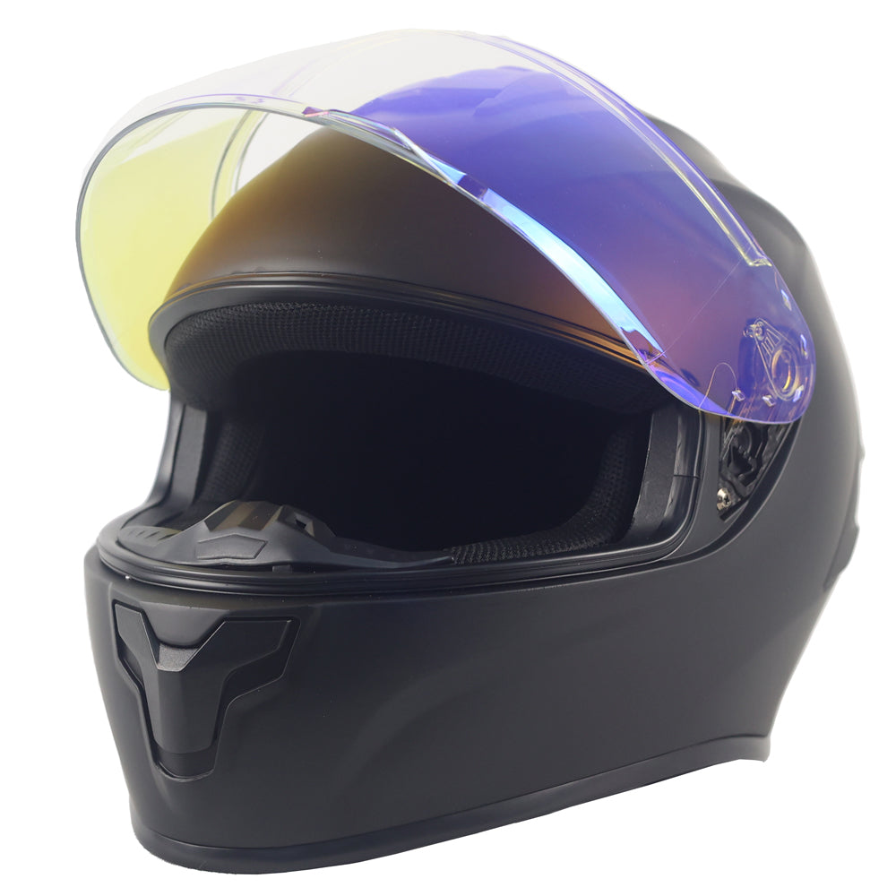 Aurora Blue & Matte Black Full-Face Motorcycle Helmet with Sleek Modern Design PC Shell Motorbike Helmet Manufacturing Purpose