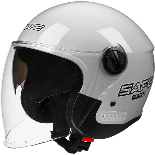 Dual Visors Sporty Half Face Helmet with Electronic Motor Open Face Design for Motorcycles and Sports