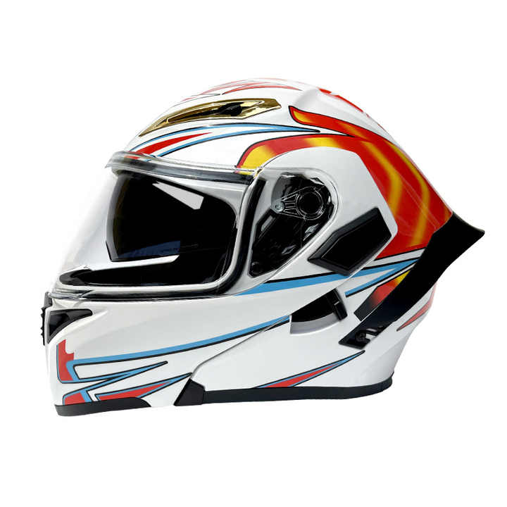 Double Lens Goggles Motorcycle Motorbike Full Face Helmet With Dual Visor